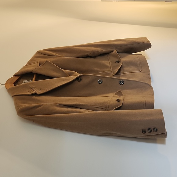 LL Bean Wool Tan Blazer Coat - Picture 3 of 3